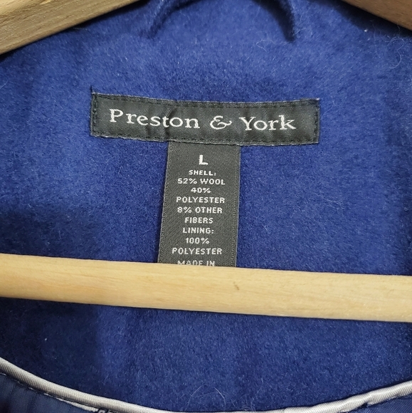 Preston & York Solid Blue Wool Blend Coat - Picture 3 of 3